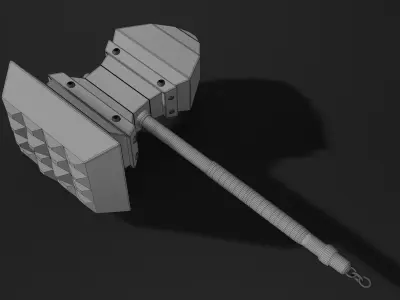 Fantasy hammer in minimalistic style 3 Free low-poly 3D model