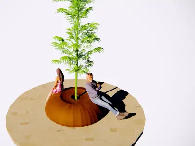 Designer public bench 3D model