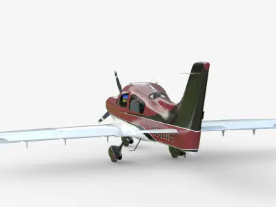 Aircraft Propeller Turbo Red Black 3D model