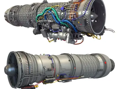 3D Military Turbofan Afterburning Engines 3D model