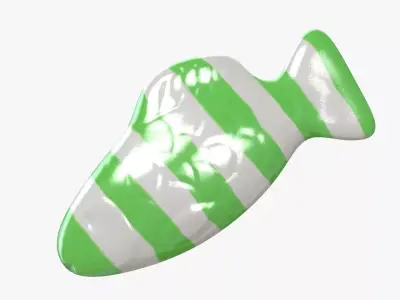 Swedish Fish Green Stripe 3D model 3D model