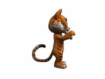 Indochinese Or Corbett Tiger Running In Water 3d Render 3D model