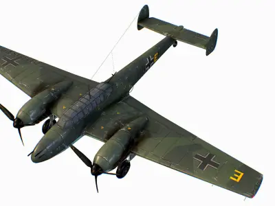 German fighter bomber Messerschmitt Bf 110 C4 Low-poly 3D model