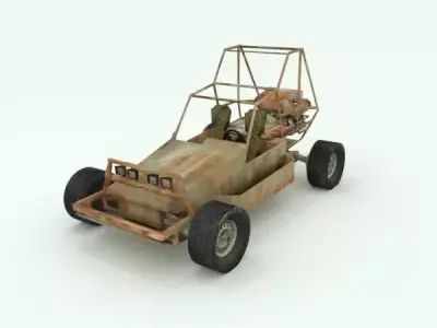 Rusted postapocalyptic buggy Low-poly 3D model