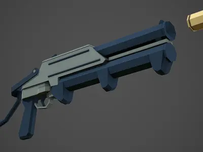 Stylized GM-94 Grenade Launcher Low Poly Mobile Ready Low-poly 3D model