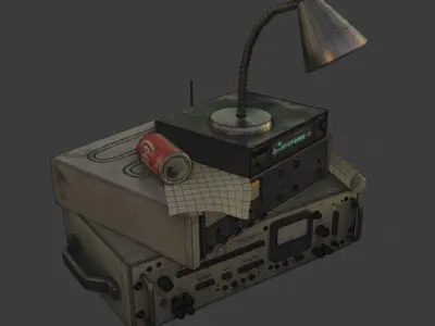 Military Radio Communication Setup Low-poly 3D model