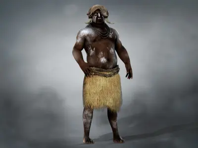 Native Hunter Low-poly 3D model