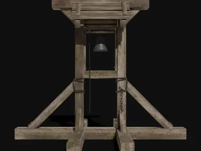 ALARM BELL TOWER CAMP ALERT MILITARY SIGNAL BANDIT COLLECTION Low-poly 3D model