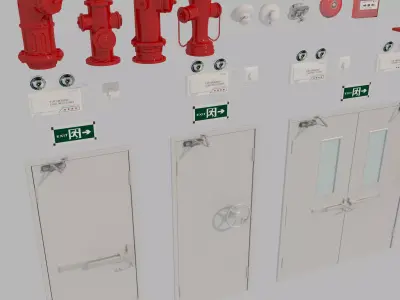 Industrial Doors Fire Extinguisher 3D model