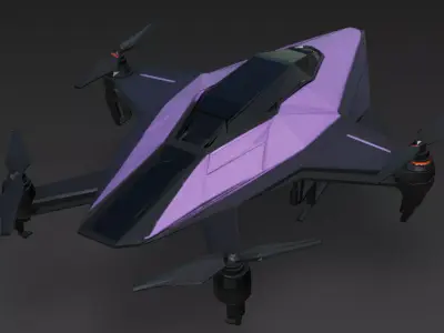 Purple Futuristic Drone Model Low-poly 3D model