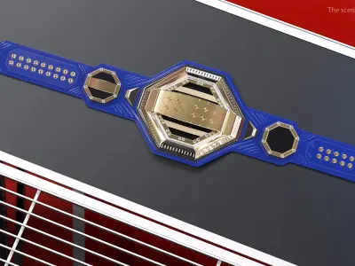 Gold Championship Belt Lies on Floor 3D model