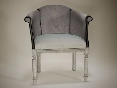 3D armchair chair with fabric and wooden legs Free 3D model