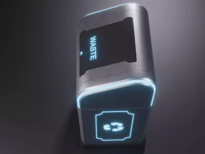 Sci-Fi Trashcan Low-poly 3D model