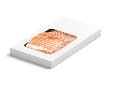 White Salmon Box Pack - fish cardboard tray 3D model