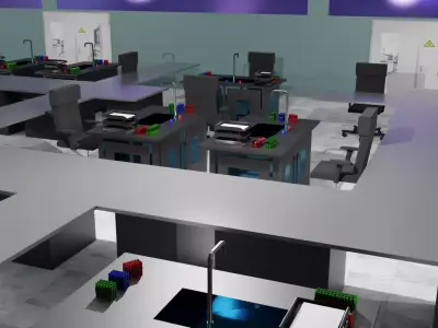 Laboratory Interior Low-poly 3D model get
