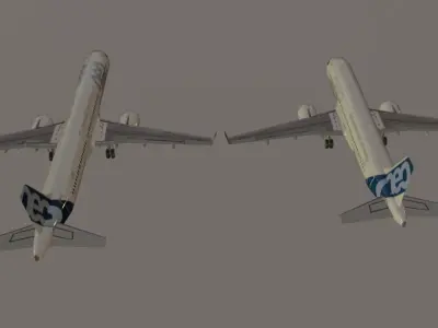 Airbus a320neo and airbus a321neo combo lowpoly Low-poly 3D model