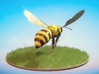 Honey Bee Animated Rigged  Low-poly 3D model
