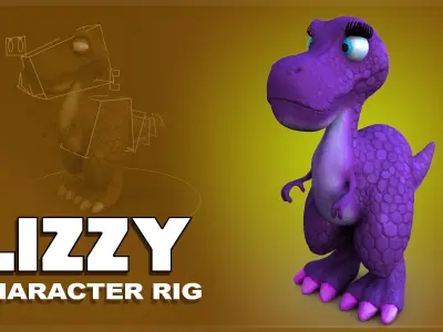 Larry and Lizzy Dinosaur Rigged 3D model