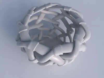 Bowl cylindrical with interlacing soft edged lattice and ribb... 3D model