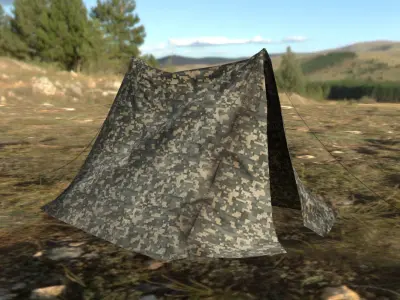 Army Tent Low-poly 3D model