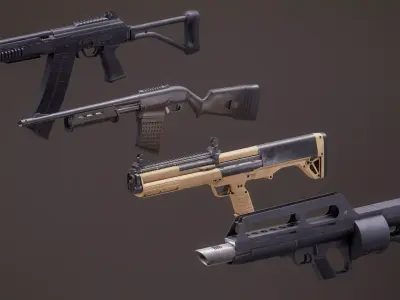 Shotgun Set 2 rifle Low-poly 3D model