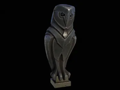 Grass Owl Statue PBR Low-poly 3D model