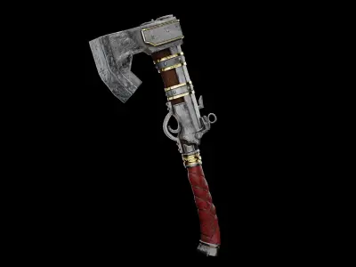 Ax Gun Low-Poly 3D Model Free 3D model
