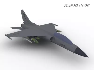 JH-7 XIAN Low-poly 3D model