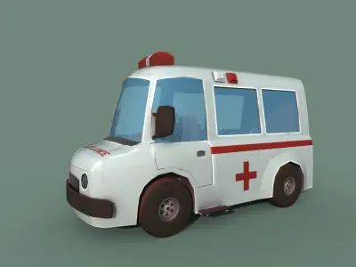 Ambulance cartoon Low-poly 3D model