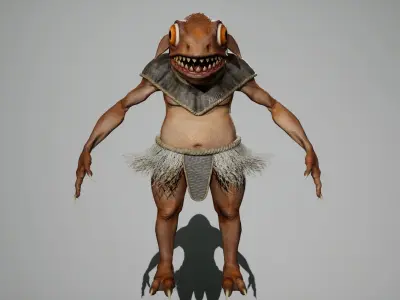 Lizard warrior Low-poly 3D model