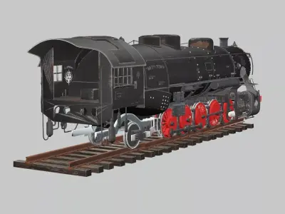 Steam Locomotive Old Train Low Poly 3D Model Low-poly 3D model