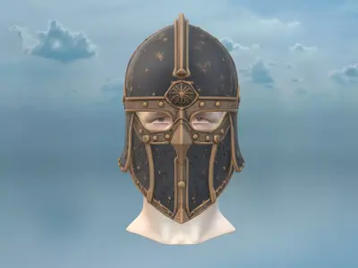 Viking-inspired Warrior Helmet Low-poly 3D model
