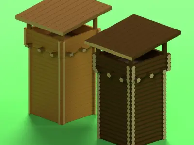 Low Poly Wood Tower 2 Low-poly 3D model
