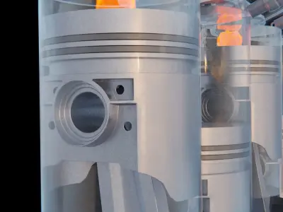 V4 Motor engine VAZ 2105 animated 3D model