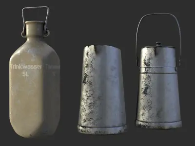 German Drink Containers WWII Low-poly 3D model