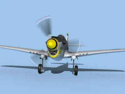 Curtiss P-40F Warhawk V09 USAAF 3D model