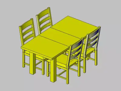 Modern dining table with four chairs Revit model 3D model