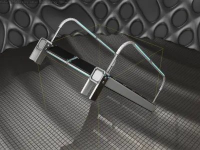 Sci-Fi Stairs - 18- Silver Blue Neon Light Version Low-poly 3D model