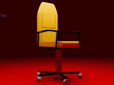 Low-Poly Computer Chair - Game-Ready 3D Model Free low-poly 3D model