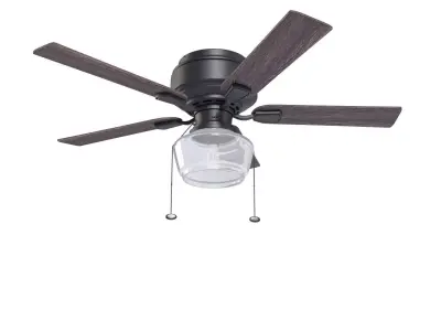 52 In Macenna Matte Black Pull Chain Ceiling Fan PBR 3D model
