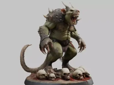 Hulking Monster Creature Low-poly 3D model