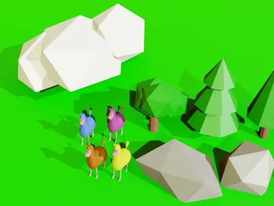 Asset pack low poly Free low-poly 3D model