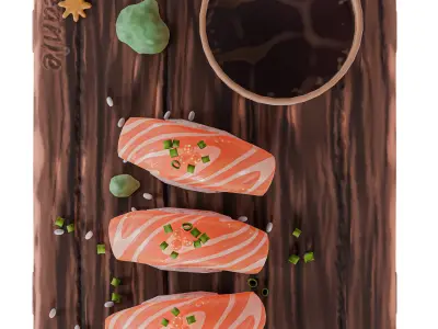 Stylized sushi Low-poly 3D model