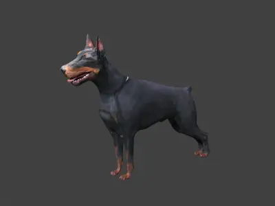 low poly dog doberman Low-poly 3D model
