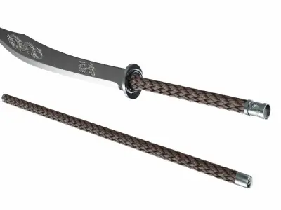 Naginata japanese samurai sword Low-poly 3D model