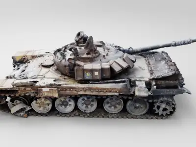 Russian T-90 tank destroyed by Ukrainian army 3D model
