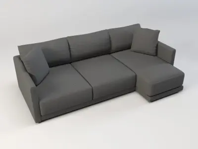 Gather arm wide chaise sectional sofa Free low-poly 3D model purchase