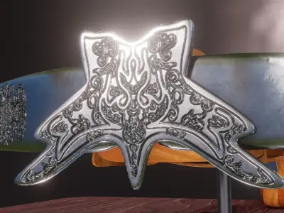 Well Designed Crossbow with hand-painted patterns PBR game ready Low-poly 3D model