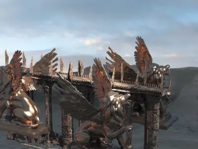 Lions Ancient Bridges 3D model