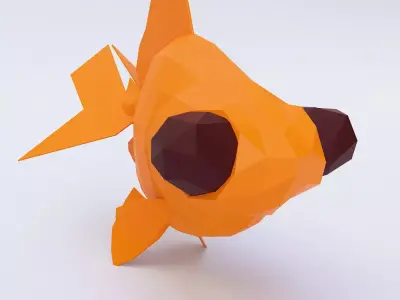 Telescope goldfish low poly toon 3d model  Low-poly 3D model